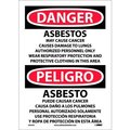 National Marker Co Bilingual Vinyl Sign - Danger Asbestos Cancer And Lung Disease Hazard ESD95PB